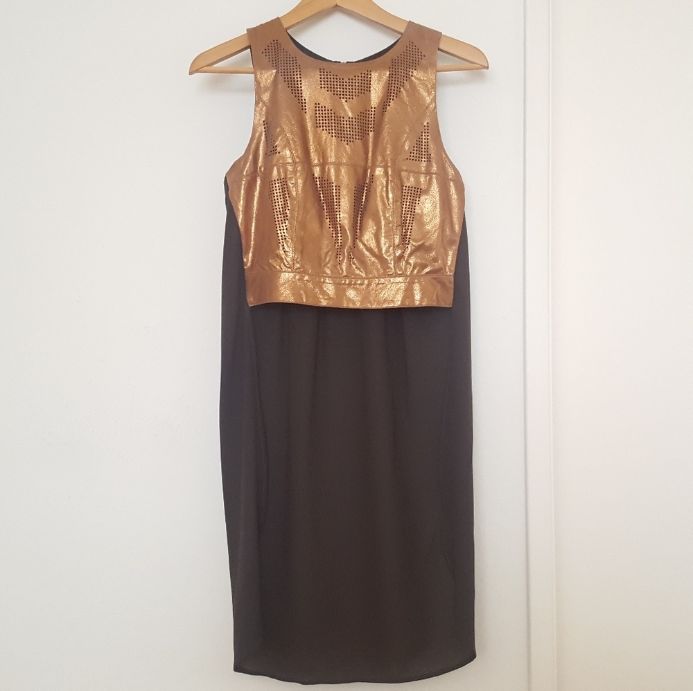 Boundary Gold Leather and Olive Tunic